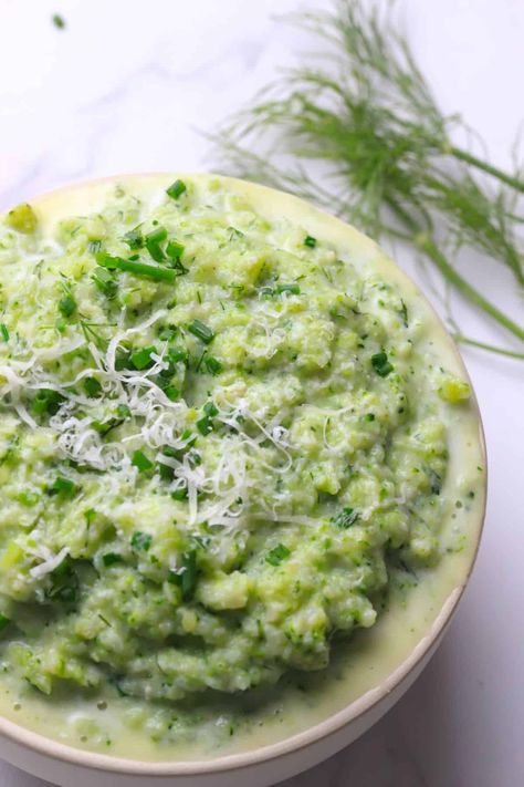 Try this Creamy Mashed Broccoli and Cauliflower! Made with fresh broccoli and cauliflower, butter, heavy cream, and a blend of herbs like chives, dill, and parsley, this dish is packed with flavor and perfect for any meal. It's easy to make and a great alternative to traditional mashed potatoes. Save this pin and enjoy a creamy, nutritious side dish! Mashed Broccoli, Cauliflower Butter, Tahini Dressing Recipe, Broccoli And Cauliflower, How To Make Broccoli, Pistachio Butter, Parmesan Cream Sauce, Creamy Mash, Mash Recipe