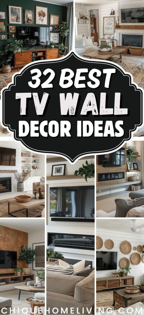 Are you looking to elevate your living room design? Check out these 32 genius TV wall decor ideas that will transform your space into a stylish and cohesive haven. From gallery walls and built-in shelving to accent walls and floating cabinets, these creative solutions cater to every taste. Tv Shelf Wall Ideas, Tv Wall High Ceiling Family Rooms, Shelving On Sides Of Tv, Large Wall With Tv Decor Living Room, Tv Wall Decor Coastal, What To Put Under A Wall Mounted Tv, Entertainment Wall With Floating Shelves, Styling Tv Unit, Large Living Room Wall With Tv