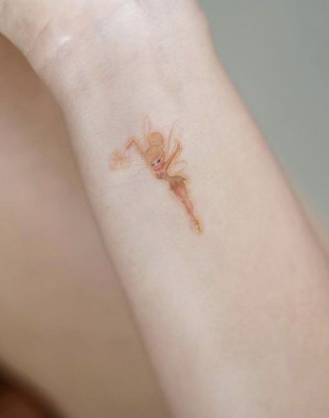 Small Fairy Tattoos, Tinkerbell Tattoo, Tinker Bell Tattoo, Pixie Tattoo, Peter Pan Tattoo, Belle Tattoo, Secret Tattoo, Tinkerbell Fairy, Kawaii Tattoo