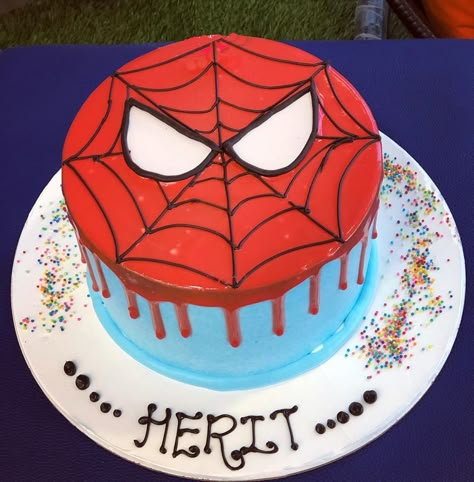 Spiderman Cream Cake, Motu Patlu Cake, Spiderman Theme Cake, Cake Whipped Cream, Ironman Cake, Cake Barbie, Midnight Cake, Spider Man Cake, Spiderman Birthday Cake