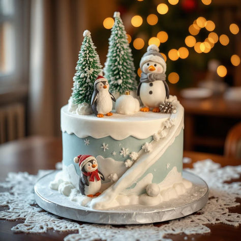 Snowmen Cakes Ideas, Snowflake Christmas Cake, Snowman Cake Design, Christmas Themed Cakes Winter Wonderland, New Year Cake 2024, Christmas Dessers, Snowman Cake Ideas, Snowman Birthday Cake, Winter Themed Cake