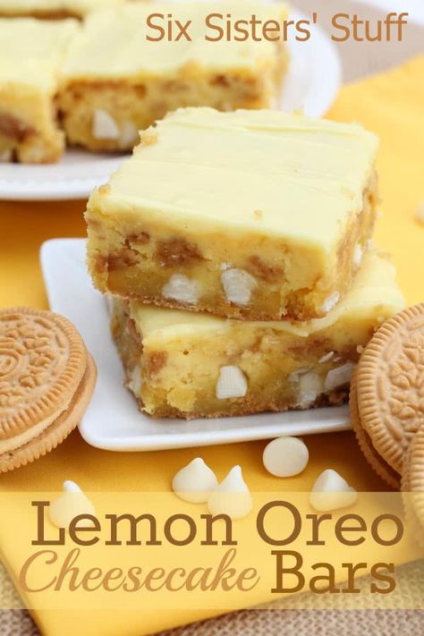 Lemon Oreo Cheesecake, Lemon Oreo, Lemon Bar Cookies, Sunday Meals, Oreo Cheesecake Bars, Bar Desserts, Cookie Cups Recipe, Resep Brownies, Lemon Bar