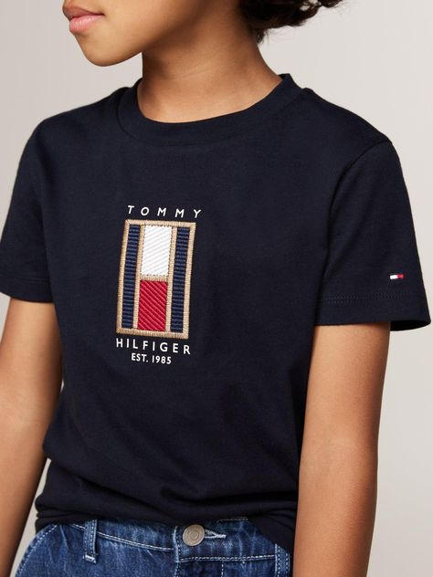 Tommy hilfiger boys flag embroidered reg short sleeve t-shirt - navy material content: 100% cotton washing Tommy Hilfiger T Shirt Men, Alcohol Party, Tommy Hilfiger T Shirt, Embroidered Shorts, Flag Tshirt, T Shirt Men, Neck T Shirt, Tommy Hilfiger, Flag