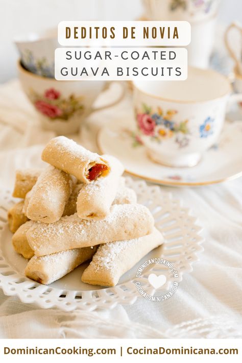 A great recipe to accompany the afternoon coffee (or tea) Deditos de Novia (Sugar-Coated Guava Biscuits) will be an instant success at your next get-together. Guava Candy, Dominican Food, Afternoon Coffee, Mexican Dessert, Biscuit Recipe, Salted Butter, Us Foods, Food Print, Yummy Treats