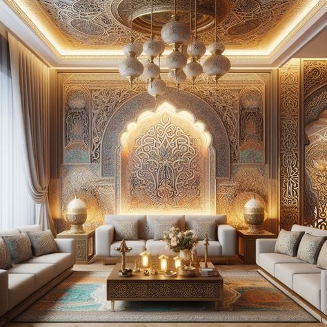 Arabic Interior Design Arabic Calligraphy Art Arabic House Interior, Temple Interior Design, Arabic Interior, Arab Architecture, Arabian Culture, Arabic House, Arabic Interior Design, Arabic Architecture, Middle Eastern Decor