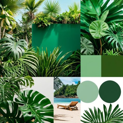 Bring the tropics to you! This mood board features lush greenery, bright colors, and beachy vibes for a refreshing, exotic look. Perfect for vacation inspo or a tropical-themed space. Save this mood board to bring tropical vibes into your life!#TropicalMoodBoard #IslandVibes #BeachAesthetic #ColorfulInspo #TropicalStyle Beachy Vibes, Tropical Style, Island Vibes, Lush Greenery, Color Inspo, Tropical Vibes, Beach Aesthetic, World Of Color, Tropical Paradise