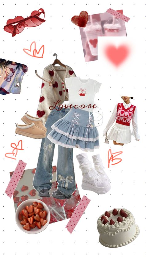 What style should I do next? 💌♥️ #Aesthetic #Collage #Lovecore #Cute #Outfit #OOTD #Clothes #Love #Hearts Lovecore Outfits, Love Core, Love And Co, Aesthetic Collage, Love Hearts, Cute Outfit, Style Guide, Outfits Aesthetic, Style Guides