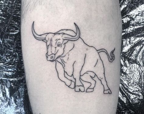 Charging Bull Tattoo, Bull Outline Tattoo, Bull Outline, Outline Tattoo Design, Ox Tattoo, Bull Tattoo, Charging Bull, Outline Tattoo, Bull Tattoos