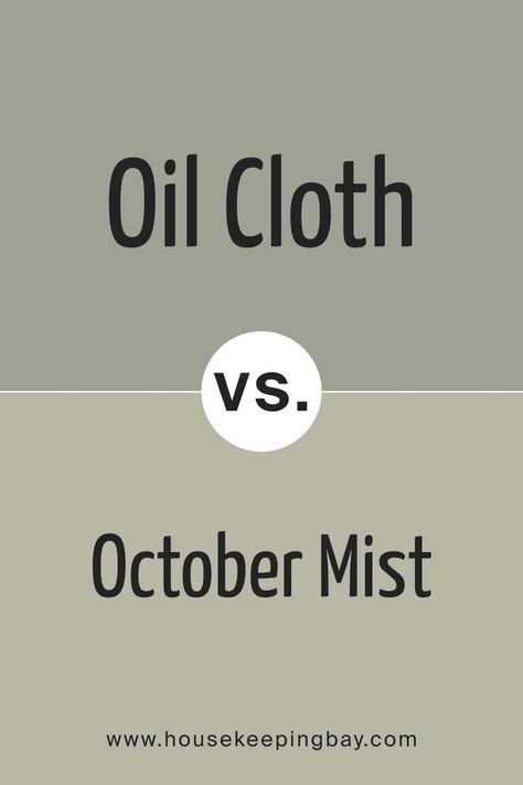 Oil Cloth vs October Mist by Benjamin Moore October Mist Benjamin Moore Color Palette, October Mist Cabinets, October Mist Benjamin Moore Kitchen, Sage Green Paint Colors Benjamin Moore, October Mist Kitchen, Bm October Mist, October Mist Paint, Benjamin Moore Oil Cloth, October Mist Benjamin Moore