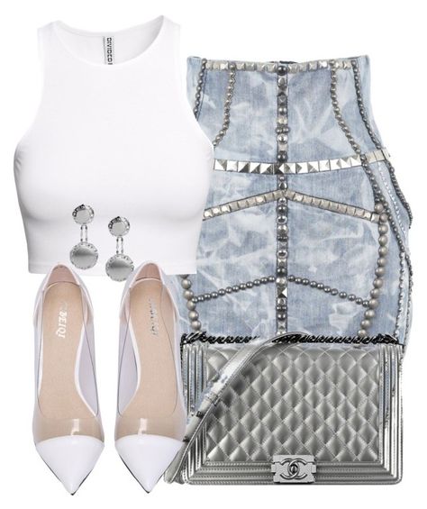 Liked The Skirt..... by perichaze on Polyvore featuring H&M, Roberto Coin, River Island and Chanel Ladies In Lavender, Classy Outfits For Women, Swag Outfits For Girls, Roberto Coin, Dressy Outfits, Teenage Fashion Outfits, Fashion Photoshoot, Fashion Killa, Types Of Fashion Styles