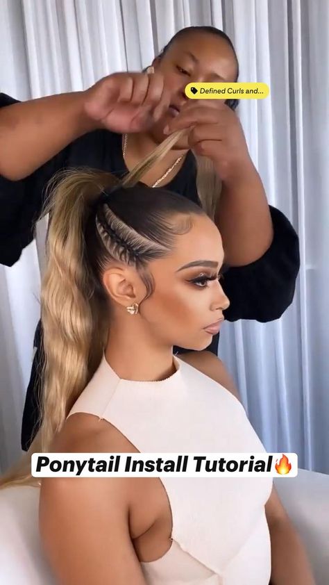 Up Due Ponytail Black Women, Accent Braid Ponytail, Vacation Ponytail Hairstyles For Black Women, Extended Ponytail Weave With Braids, Ponytail With Braid In The Middle, Hi Ponytail Hairstyles Black Women, Black Women Braid Ponytail Hairstyles, Hairstyles For Working Out Black Women, India Love Hairstyles Curls