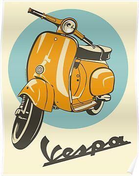 Vespa Drawing, Vespa Poster, Vespa Illustration, Images Pop Art, Classic Vespa, Vintage Vespa, Old Is Gold, Motorcycle Illustration, Vintage Poster Design