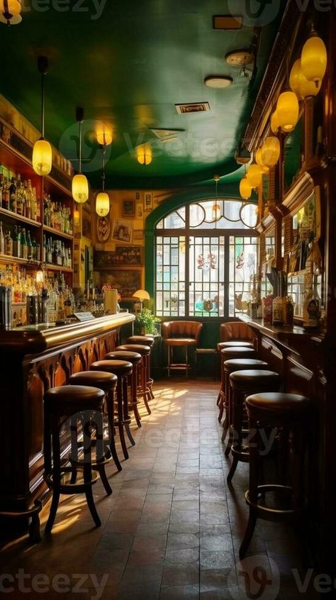 Irish pub interior tiled floor, Generative AI American Pub Interior, Pubs Aesthetic, Irish Bar Ideas Pub Design, Irish Pub Wedding Reception, Traditional Irish Pub Interiors, Green Pub, Irish Pub Aesthetic, Interior Tiles Floor, Pub Lighting