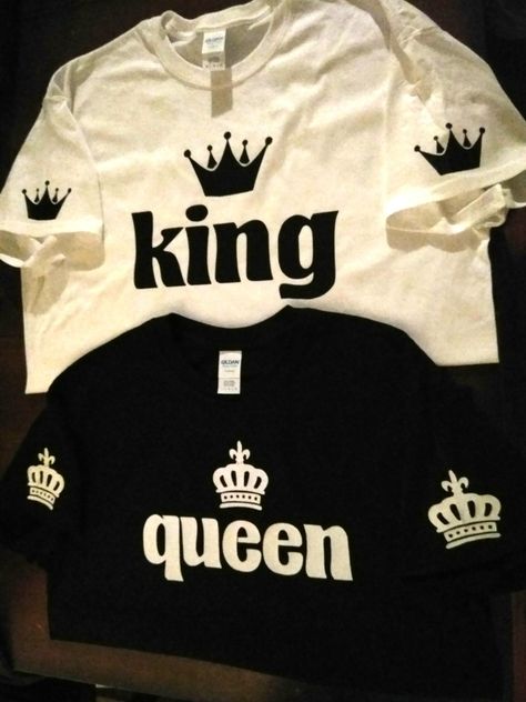 King and Queen Couple shirts King Queen Quotes, King And Queen Pictures, Couples Matching Outfits Swag, Cute Couple Shirts, Queens Wallpaper, King Shirt, Couple Pajamas, Cute Love Quotes For Him, Queen Outfit