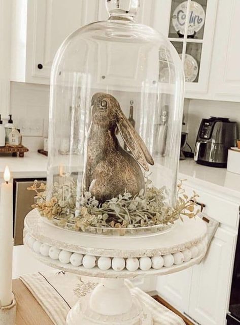 Cloche Decor, Easter Decor Ideas, Farmhouse Easter Decor, Farmhouse Easter, Spring Easter Crafts, Easter Inspiration, Bunny Decor, Easter Crafts Diy, Easter Centerpieces