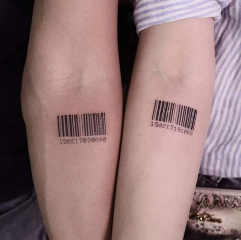 Simple Couples Tattoos, Couple Tattoos Love, Couple Tattoos Unique Meaningful, Barcode Tattoo, Romantic Tattoo, Tattoo Placements, Small Couple Tattoos, Tattoos Infinity, Couple Tattoos Unique