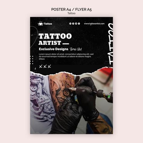 Tattoo Branding, Banner Tattoo, Tattoo Poster, Medium Tattoos, Sea Logo, Promo Flyer, Tattoo Posters, Poster Template Free, Combining Like Terms