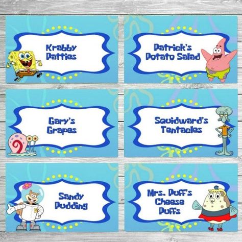 Spongebob Food Labels Spongebob Birthday Food Labels | Etsy | Fiesta de cumpleaños de spongebob, Fiesta de cumpleaños de shopkins, Bob esponja cumpleaños Spongebob Birthday Food, Spongebob Food Labels, Spongebob Party Food, Spongebob Food, Spongebob Party Decorations, Birthday Spongebob, Spongebob Birthday Party Decorations, Spongebob Theme, Shopkins Birthday Party