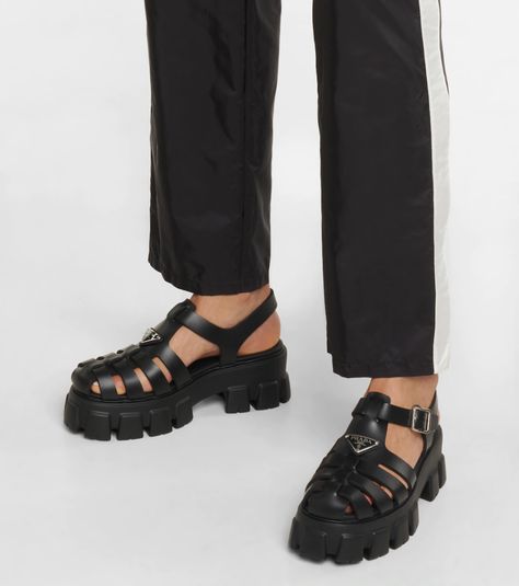 Prada Shoes Outfit, Fisherman Sandals Outfit, Platform Sandals Outfit, Prada Monolith, African Print Jumpsuit, Prada Sandals, Sandals Outfit, Rubber Sandals, Fisherman Sandals