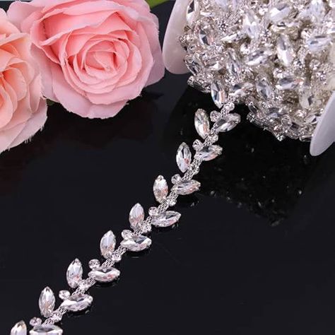 Amazon.com: Phicmanlo 1 Yard AB Rhinestone Close Chain Trimming Applique for Sewing Craft, Jewelry Making, DIY Crafts Wedding Party Embellishments (Gold AB) Bridal Belt Diy, Diy Crafts Wedding, Belt Diy, Headband Wedding, Wedding Sash Belt, Crystal Trim, Wedding Sash, Craft Jewelry, Craft Wedding