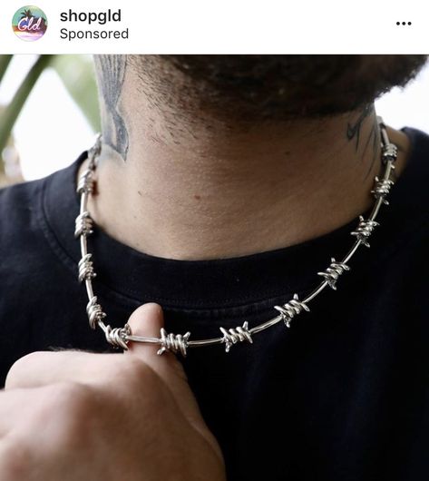 Barbed Wire Necklace, Synthetic Human, Diamond Cross Necklace Gold, Grunge Jewelry, Spike Necklace, Jewelry Men, Gold Filled Necklace, Wire Necklace, Barbed Wire