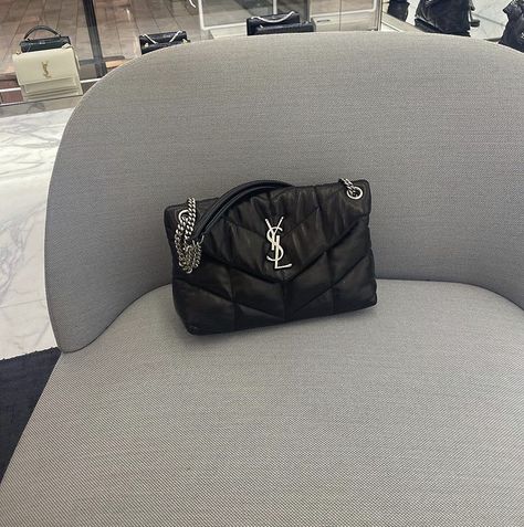 Saint Laurent Bag Aesthetic, Ysl Niki Bag Medium, Puffer Bag Outfit, Saint Laurent Bag Outfit, Old Money Aesthetic Summer, Yves Saint Laurent Aesthetic, Ysl Puffy Bag, Ysl Bag Puffer, Ysl Puffer Bag