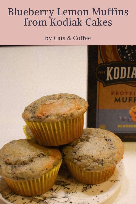 After loving Kodiak Cakes pancakes, we decided to give their muffin mix a shot. Overall, these blueberry lemon muffins were great! // I am a big fan of blueberry, especially for baked goods and the like. I love lemon flavored pastries and deserts. The lemon-fan in me was a little disappointed, since the blueberry really overshadowed any lemon. Regardless, the blueberry flavor was robust without tasting fake or overly sweet // READ THE FULL KODIAK CAKE MUFFIN REVIEW HERE: Kodiak Cakes Muffins, Lemon Muffins Healthy, Muffins Lemon, Blueberry Lemon Muffins, Blueberry Muffin Mix, Cake Blueberry, Plant Based Meal, Cats Coffee, Protein Packed Snacks