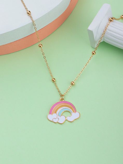 Necklaces Kids, Baby Jewelry Gold, Kids Gold Jewelry, Bridal Jewellery Earrings, Bff Jewelry, Easy Face Mask Diy, Beaded Necklace Diy, Rainbow Jewelry, Rainbow Necklace