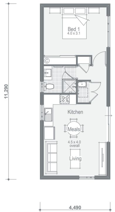 14x32 Tiny House Floor Plans, 12 X 40 Tiny House Floor Plans, 12x32 Tiny House Floor Plans, Modern Tiny House Design, Small Apartment Plans, Studio Floor Plans, Small Floor Plans, Shed To Tiny House, Small House Floor Plans