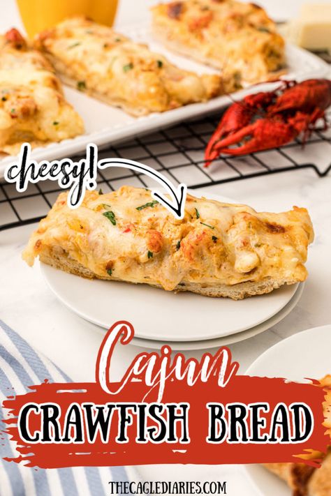 crawfish bread pinterest pin Crawfish Bread Recipe, Crawfish Sauce, Shrimp Bread, Crawfish Dishes, Crawfish Bread, Crawfish Recipes, Cajun Crawfish, Shellfish Recipes, Crawfish Boil