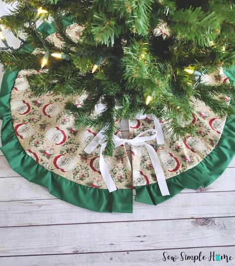 christmas tree skirt pattern free Sewn Tree Skirt, Christmas Tree Skirt Sewing Patterns, Easy Tree Skirt Pattern, Small Tree Skirt Pattern, Christmas Tree Skirts Patterns Free Easy, Homemade Tree Skirt, Christmas Tree Skirt Pattern Free, Tree Skirts Christmas Free Pattern, Free Tree Skirt Pattern