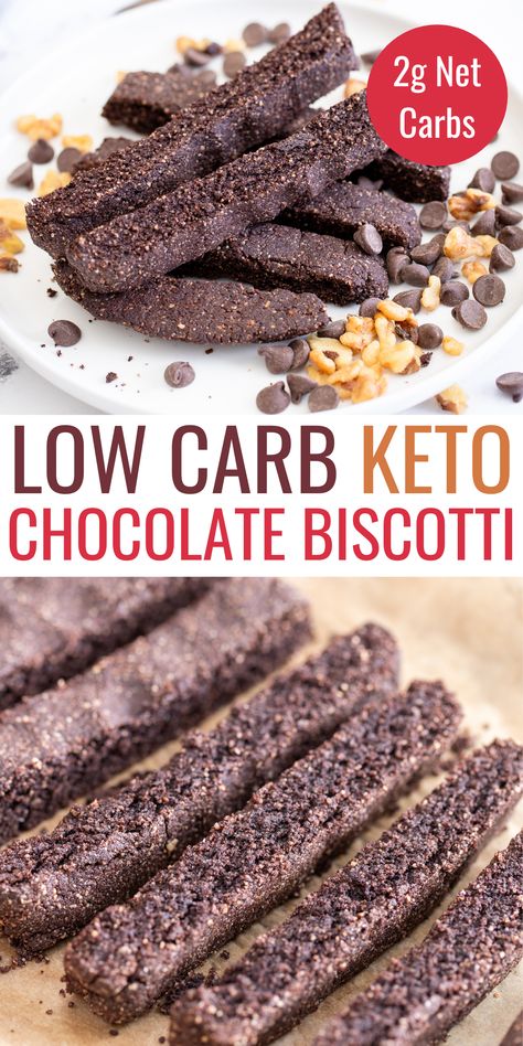 Low Carb Biscotti, Chocolate Biscotti Recipe, Chocolate Biscotti, Low Carb Low Fat Recipes, Baking Powder Uses, Low Carb Low Sugar, Biscotti Recipe, Keto Brownies, Low Sugar Recipes