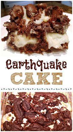 Earthquake Cake! A moist, delicious cake you don’t have to frost because the ooey-gooey cream cheese mixture becomes a frosting explosion that cracks the cake apart. Hence the name! Earthquake Cake Recipes, Earthquake Cake, Chocolate Cake Recipe Easy, Easy Chocolate Cake, Brownie Desserts, Pecan Recipes, Oreo Dessert, Delicious Cake Recipes, Ooey Gooey