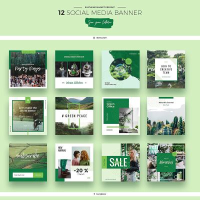 Green Peace Social Media Designs Premium PSD Theme Make Your Own Banner, Green Peace, Social Media Kit, Social Media Designs, Social Media Design Inspiration, Social Media Advertising, Media Kit, Social Media Banner, Achieve Success