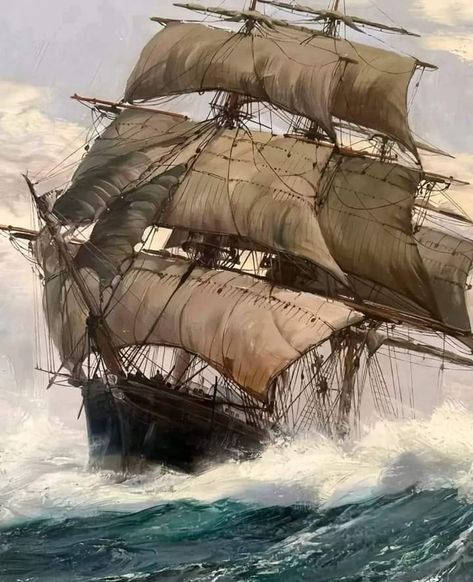 Navi A Vela, Old Sailing Ships, Clipper Ship, Maritime Art, Marine Painting, Ghost Ship, Ship Tattoo, Black Sails, Sailing Vessel