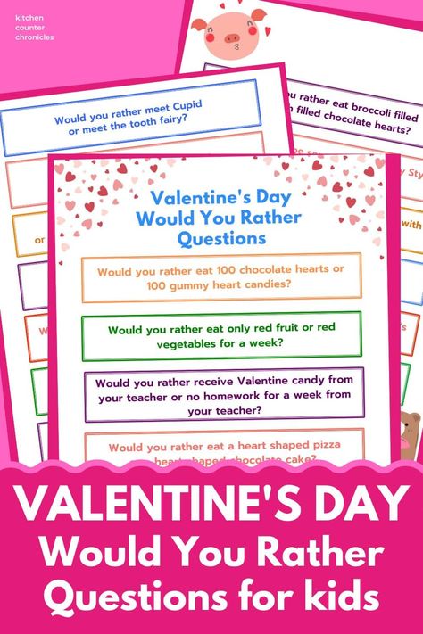 Valentines Day Questions For Kids, Valentine’s Day Would You Rather For Kids, Valentines Family Feud Questions And Answers, Valentines Would You Rather, Would You Rather Valentines Day For Kids, Valentines Would You Rather For Kids, Valentine Questions For Kids, Valentines Quiz, Gift Questions