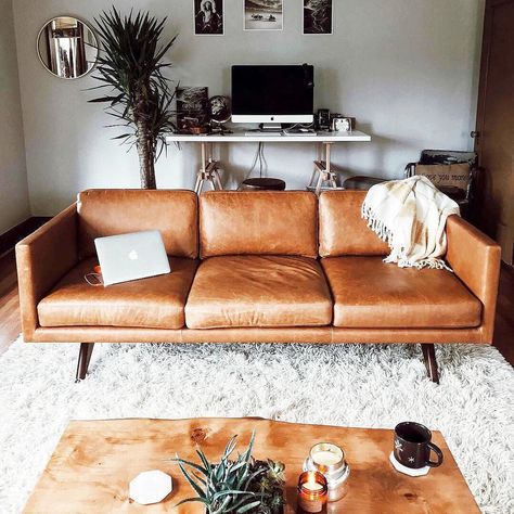 Our Brooklyn Leather Sofa makes it easy to get your daily recommended dose of vegging out 🌽🍅 😉 Shop with the link in profile. Thanks for sharing, @maddiegreer! ✨ #mywestelm Oak Interior Doors, Leather Couches Living Room, Brown Leather Couch, Leather Couch, Decoration Inspiration, Easy Home Decor, Boho Living Room, Living Room Inspo, A Living Room