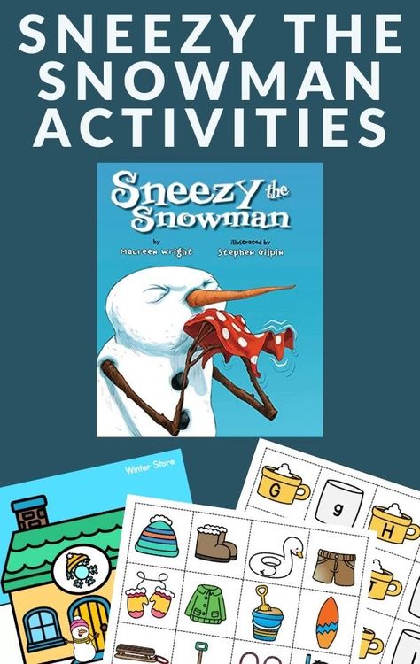 Sneezy The Snowman Activities Free, Sneezy The Snowman Activities Preschool, Sneezy The Snowman Craft, Sneezy The Snowman Activities, Snowman Activities For Kids, The Snowman Activities, Prek Books, Prek Themes, Snowman Activities