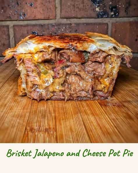 Brisket Jalapeno Cheese Pie, Brisket Jalapeño And Cheese Pot Pie, Brisket Pot Pie, Brisket Pie, Beef Brisket Chili, Homemade Chex Mix, Tender Brisket, Roast Steak, Bbq Pork Recipes