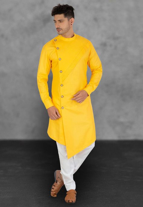 White Festive Bandhgala For Party, Yellow Dabka Kurta For Party, Yellow Formal Kurta For Festive Occasions, Yellow Fitted Bandhgala For Wedding, Formal Yellow Sets For Festivals, Yellow Formal Sets For Festivals, Straight Kurta For Groom Diwali Festival, Yellow Straight Kurta Bandhgala For Wedding, Gold Kurta For Groom, Diwali Festival