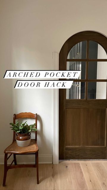 Adding Doors To Arched Doorway, Rounded Pocket Doors, Diy Arched Front Door, Arch Bathroom Door, Diy Arch Door, Arched Pocket Doors Interior, Arched Sliding Door, Diy Arched Door, Arch Pocket Door