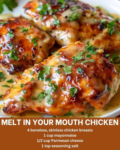 Melt In Your Mouth Chicken, Baked Chicken Recipes Easy, Chicken Breast Recipes Baked, Baked Chicken Parmesan, Breast Recipe, Chicken Dishes Recipes, Baked Chicken Recipes, Easy Family Meals, Juicy Chicken