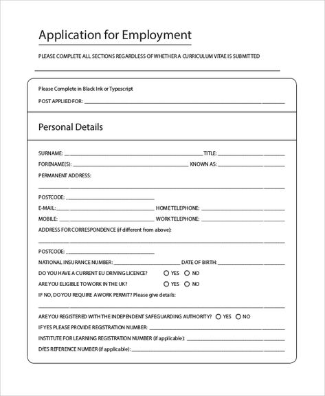 FREE 10+ Sample Printable Job Application Forms in PDF | MS Word Job Application Sample, Printable Job Applications, Best Part Time Jobs, Application Cover Letter, Free Resume Template Download, Employment Application, Job Resume Examples, Job Applications, Job Application Form