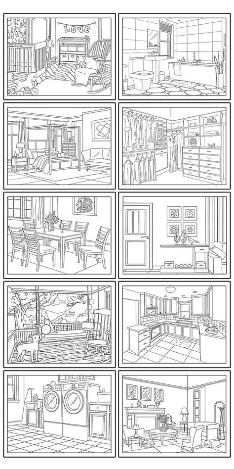 10 Free Printable House Coloring Pages (Beautiful Home Pictures for Kids or Adults) House Coloring Pages, House Colouring Pages, Perspective Drawing Lessons, Perspective Drawing, House Drawing, Coloring Book Art, Cute Coloring Pages, Drawing Lessons, Home Pictures