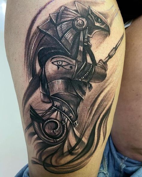 Egyptian Tattoo Designs Men, Horus Tattoo Design, Egypt Tattoo Design, Shoulder Armor Tattoo, Egyptian Tattoos, Horus Tattoo, Gladiator Tattoo, Egyptian Tattoo Sleeve, Anubis Tattoo