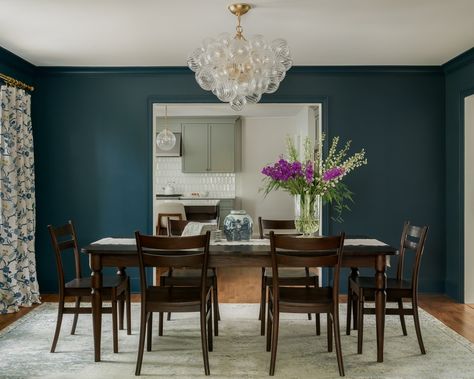 Another stunning transformation! This dark teal dining room makes the perfect backdrop for family gatherings. We love how the rich color enhances the room’s character. . . . Photography: @meghanbalcomphotography Architect: @cbharchitects Styling: jbt_styles Kitchen cabinets: @e.mathewswoodworking --- #HomeRenovation #DiningRoomGoals #BoldDesign #CentralNJHomes #NJContractor #RGHDevelopment Teal Dining Room, Dining Room Teal, Character Photography, Kitchen Cabinet Styles, Dark Teal, Family Gatherings, Family Gathering, Home Renovation, Rich Color