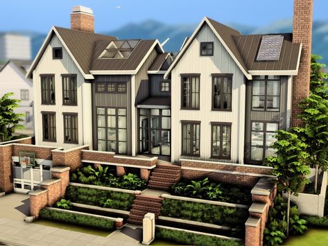 The Sims Resource - Eco Family House Sims 4 Eco House, Sims 4 Family House, Sims 4 Modern House, Sims 4 Houses Layout, Sims 4 Build Ideas, Ecological House, Cc Furniture, Sims 4 Family, Pool House Plans