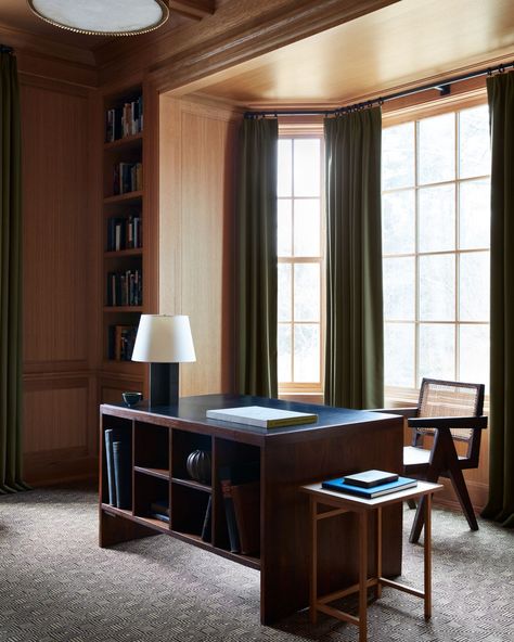 Alyssa Kapito, Formal Balance, Cleaning White Walls, Pigeon Hole, King Chair, Shingle Style Homes, Green Curtains, Office Library, Pierre Jeanneret