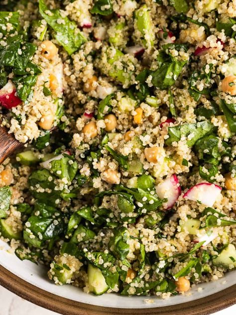 High Protein Quinoa Salad - The Sugar And Salt Co. Fall Quinoa, Southwest Quinoa Salad, High Protein Salads, Vegan Quinoa Salad, Protein Salad, Vegan Quinoa, Food Substitutions, Quinoa Salad Recipes, Great Northern Beans