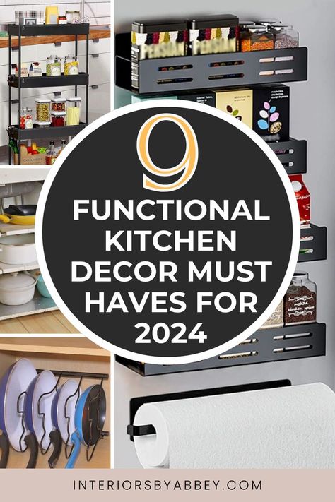 9 Functional Kitchen Decor Must Haves for 2024 Functional Kitchen Decor, Decorating Ideas For The Home Kitchen, Clever Decor, Must Have Kitchen Items, Kitchen Decor Collections, Minimalist Cabinet, Minimalist Living Room Design, Kitchen Decor Inspiration, Kitchen Games